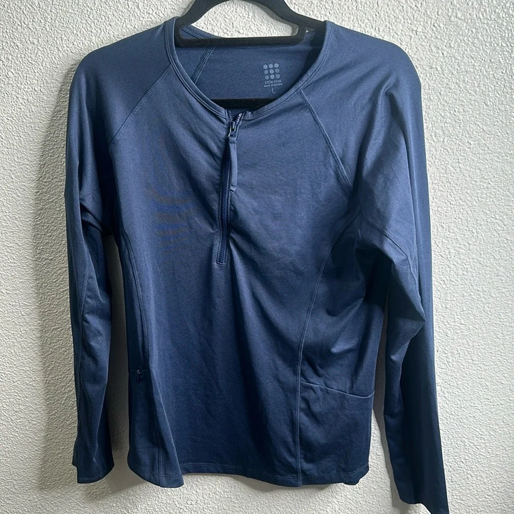 Title nine half zip top navy blue size L active wear gym - Picture 1 of 7